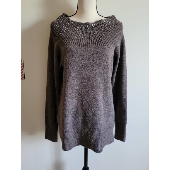 Apt 9 Bedazzled Brown Sweater Sz L - Picture 1 of 8